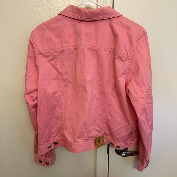Ralph Lauren Pink Denim Jacket Women’s Size Large Button-Up Classic Jean Style - Picture 4 of 8